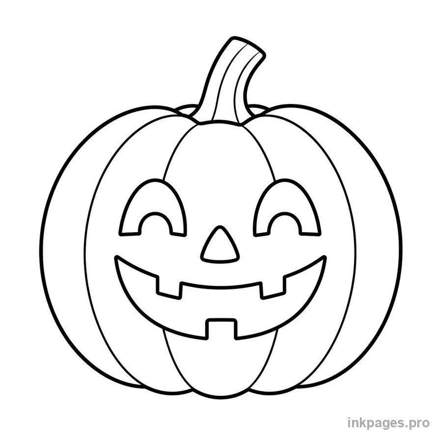 Free printable halloween coloring page: a smiling jack-o-lantern pumpkin