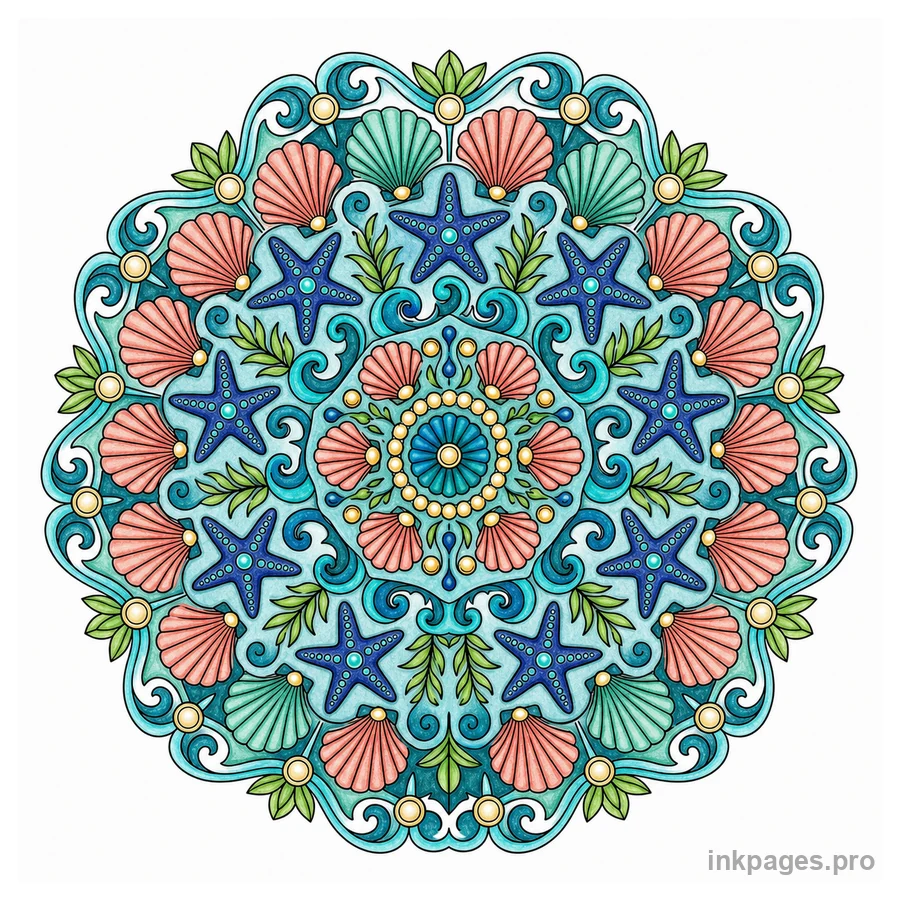 Finished color inspiration for mandala coloring page 5