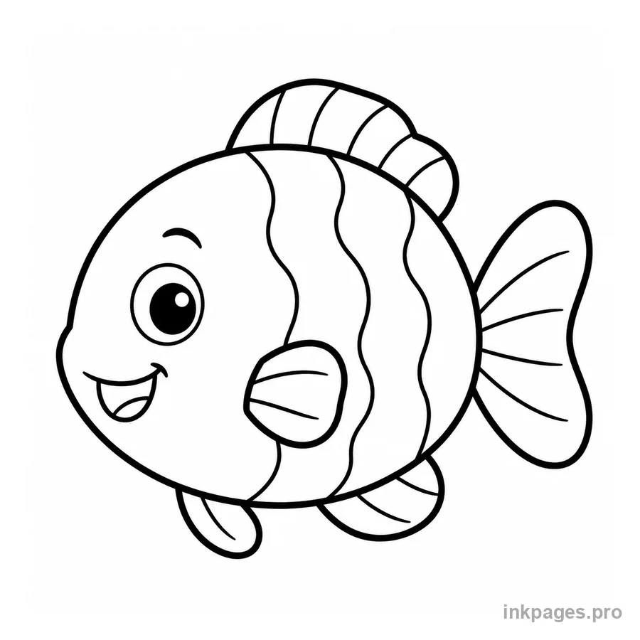 Free printable preschool & toddler coloring page: a simple friendly fish with bold outlines