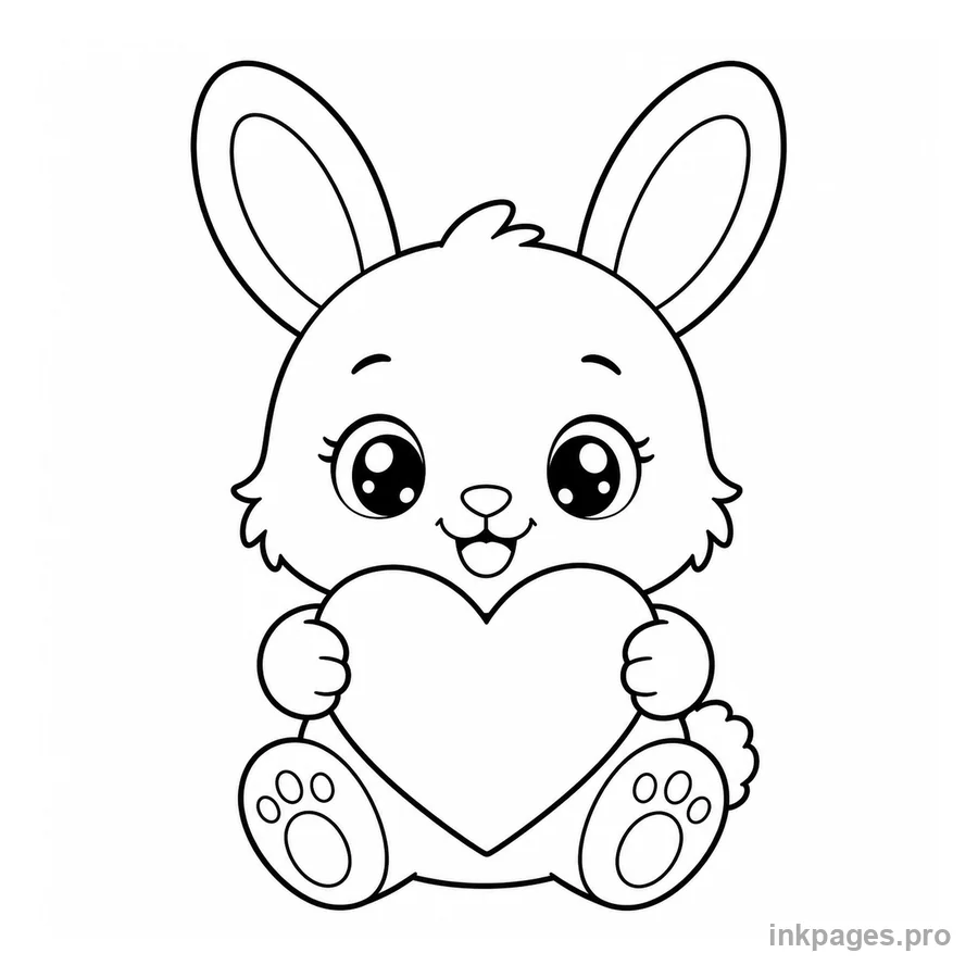Free printable valentine's day coloring page: a cute animal holding a heart